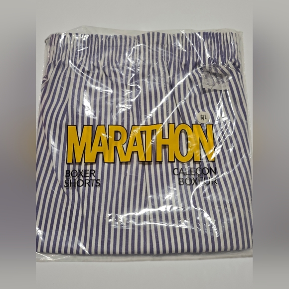 Men's Vintage Nwt Marathon Blue Pin Stripes Boxers - Picture 1 of 3